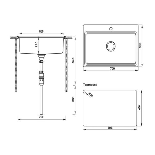 Chậu rửa bát Hafele HS20-SSN1S80 567.20.526 3 Kích thước của Chậu rửa bát Hafele HS20-SSN1S80 567.20.526