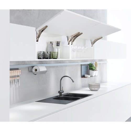 Ảnh thực tế bộ tay nâng FREE FLAP 1.7 Hafele 493.05.820 nắp trắng