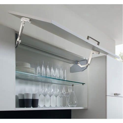 Ảnh thực tế bộ tay nâng FREE SWING Hafele 493.05.763, trắng