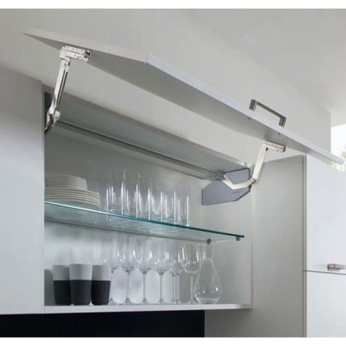 Ảnh thực tế bộ tay nâng FREE SWING Hafele 493.05.764, trắng