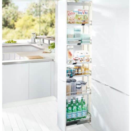 Ảnh thực tế bộ kệ tủ 6 tầng, rổ lưới DISPENSA 90 ARENA 400mm Hafele 546.54.633