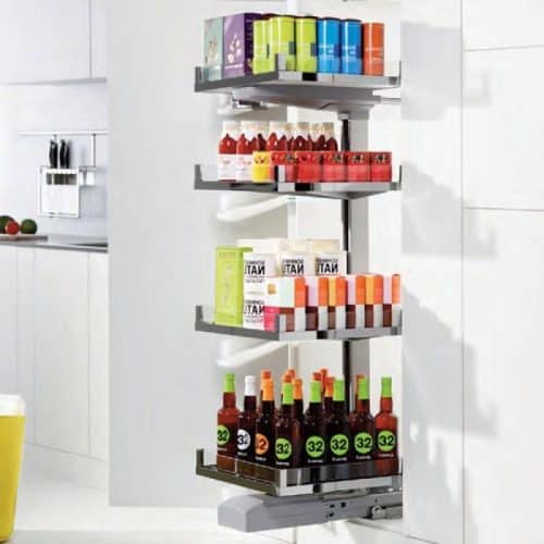 Ảnh thực tế rổ kéo Premio rộng 600mm 4 khay lắp trái Hafele 549.72.266