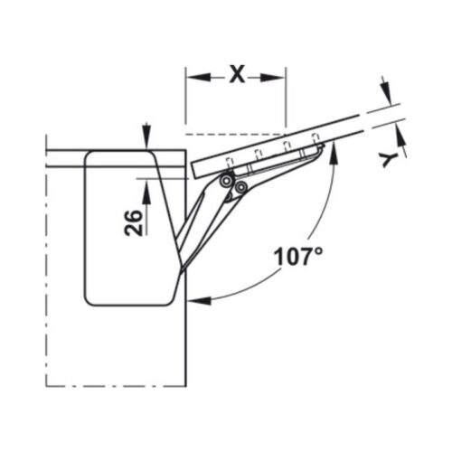 Thiết kế của Bộ tay nâng FREE FLAP 1.7 Hafele 493.05.830 nắp xám