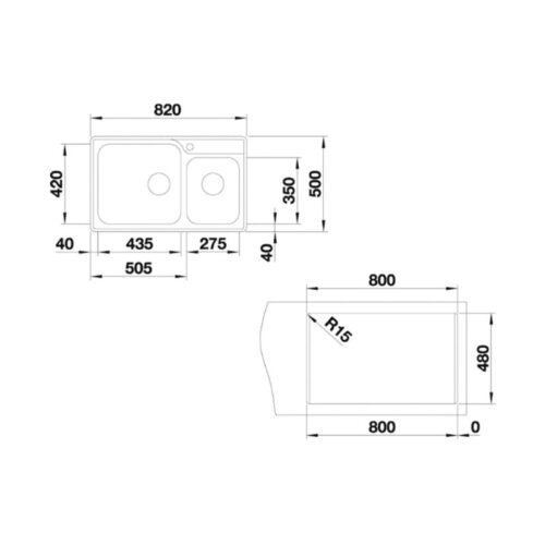 Kích thước Chậu rửa chén bát Hafele Blanco - Lemis XL 8-IF 570.27.180