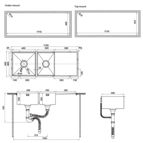 Bộ chậu rửa và phụ kiện Hafele HS21-SSD2S90L 567.94.059