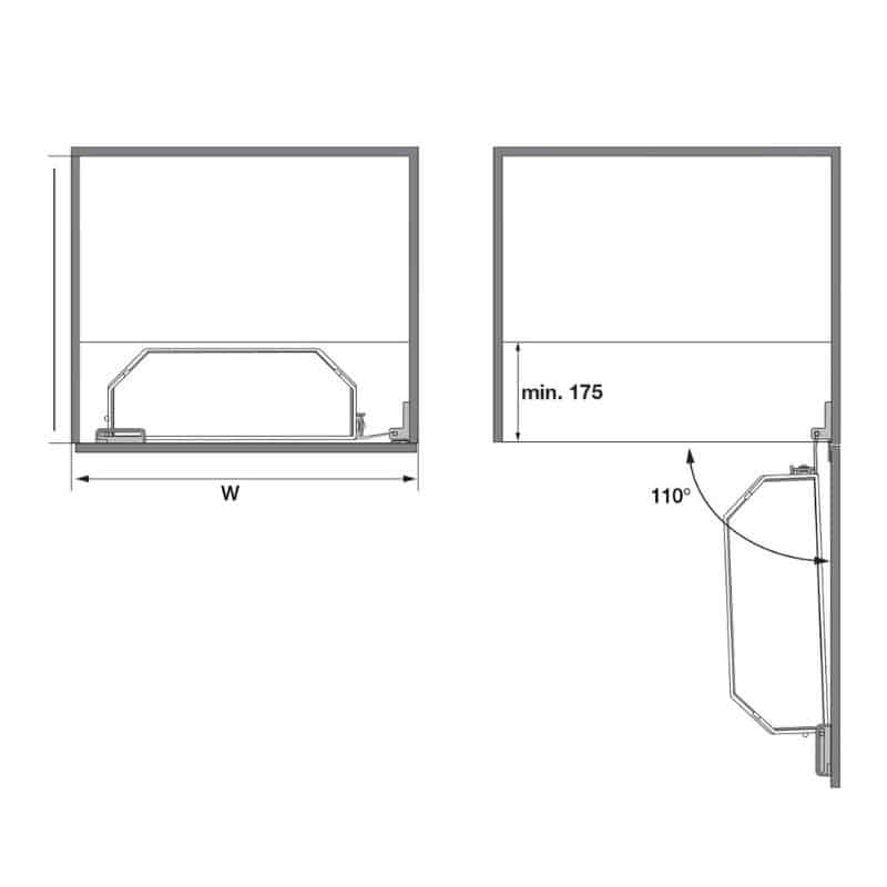Kích thước bộ kệ Tandem Hafele 545.02.212 Kích thước bộ kệ Tandem Hafele 545.02.212