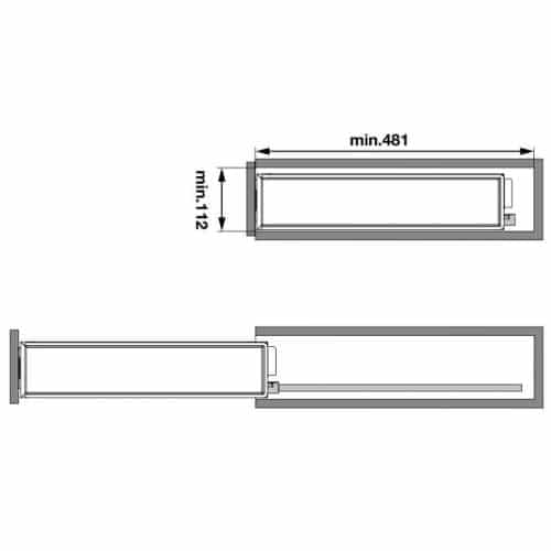 Kích thước bộ rổ kéo cho tủ bếp dưới Hafele 545.61.029