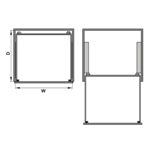 Kích thước bộ rổ kéo ARENA gắn cánh Hafele 540.24.507