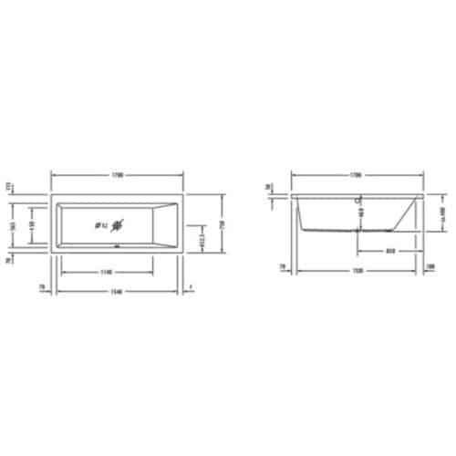 Kích thước bồn tắm nằm cao cấp Hafele 588.45.670