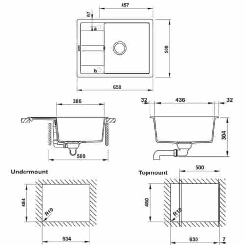 Chậu rửa bát đá Hafele HS20-GED1S60 570.30.840 màu xám 3 Chậu rửa bát đá Hafele HS20-GED1S60 570.30.840 màu xám