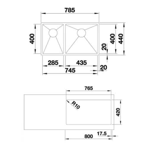 Chậu rửa bát Hafele Quatrus R15 435/285-IU 570.27.179 5 Chậu rửa bát Hafele Quatrus R15 435/285-IU 570.27.179