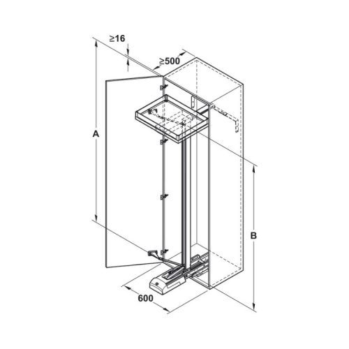 Kích thước Phụ kiện tủ bếp Hafele 549.72.306