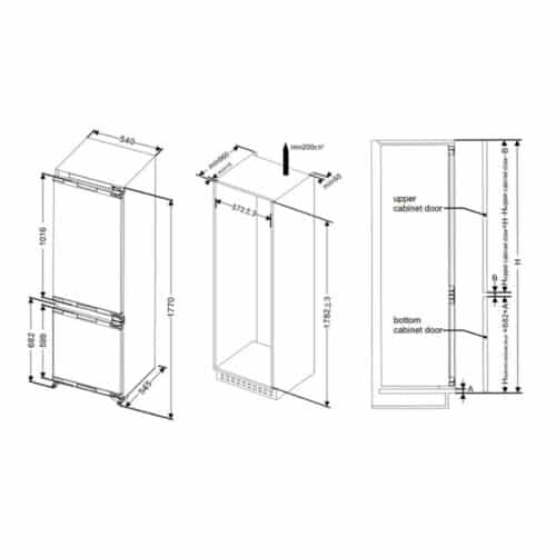 Kích thước của Tủ lạnh âm Hafele HF-BI60X 534.14.080