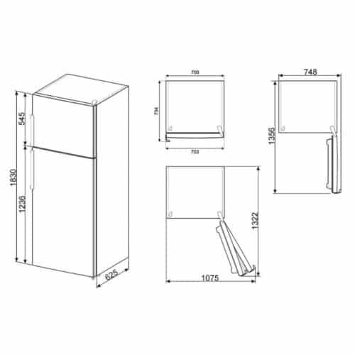 Kích thước Tủ Lạnh Hafele Smeg FD70FN1HX 535.14.593