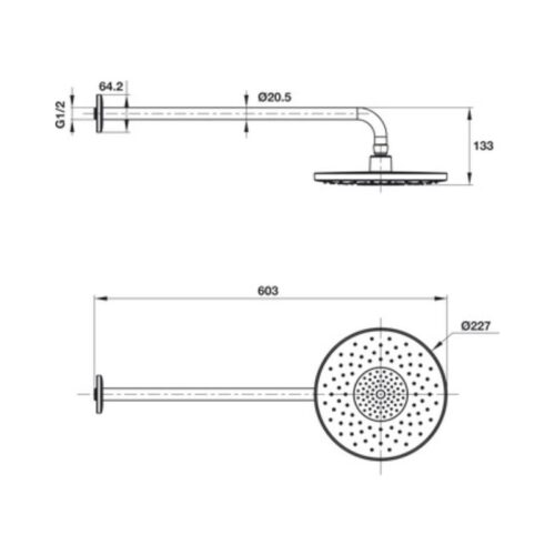 Sen đầu gắn tường Airsense 227R 485.60.618 3 Thiết kế của Sen đầu gắn tường Airsense 227R 485.60.618