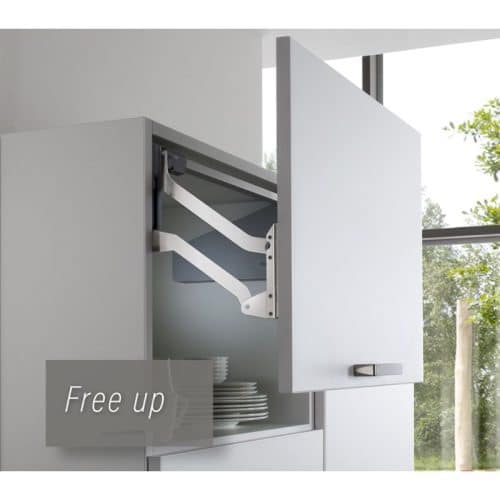 Ảnh thực tế bộ tay nâng FREE UP Hafele 493.05.804 nắp xám