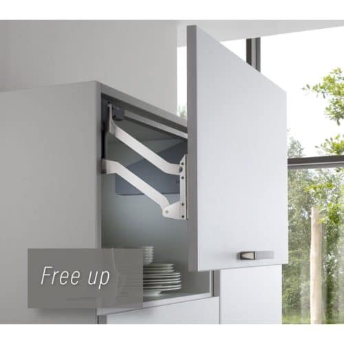 Ảnh thực tế bộ tay nâng FREE UP Hafele 493.05.805 nắp xám