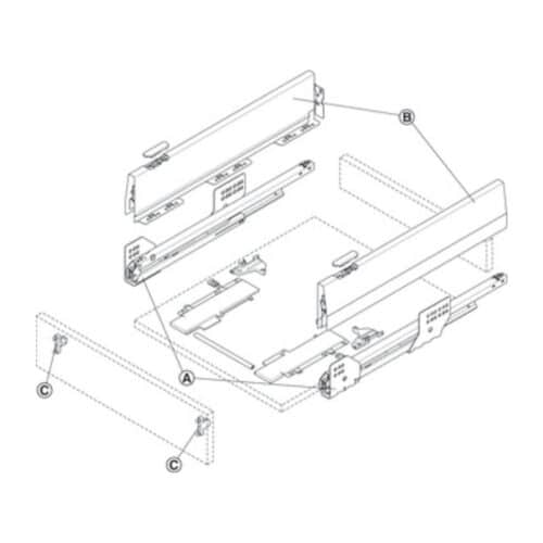 Bộ ngăn kéo Hafele 513.31.735 Matrix Box P5016/115/1200/500 mm trắng mờ 5 Lắp đặt Bộ ngăn kéo Hafele 513.31.735