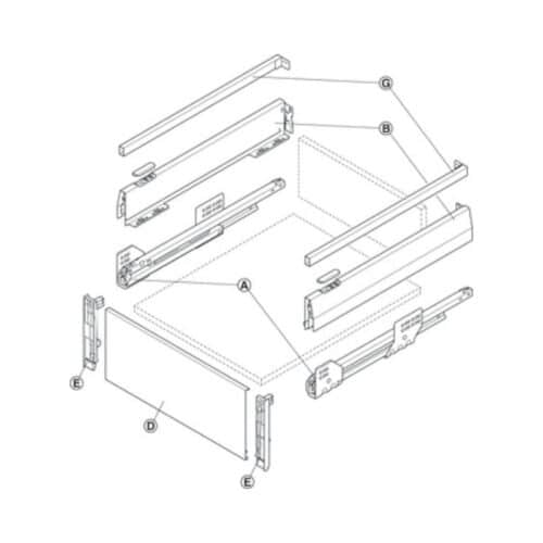 Bộ ngăn kéo Hafele 513.42.325 Matrix Box P50 VIS 16/92/1200/500mm xám đậm 5 Lắp đặt Bộ ngăn kéo Hafele 513.42.325 Matrix Box P50 VIS 16/92/1200/500mm xám đậm