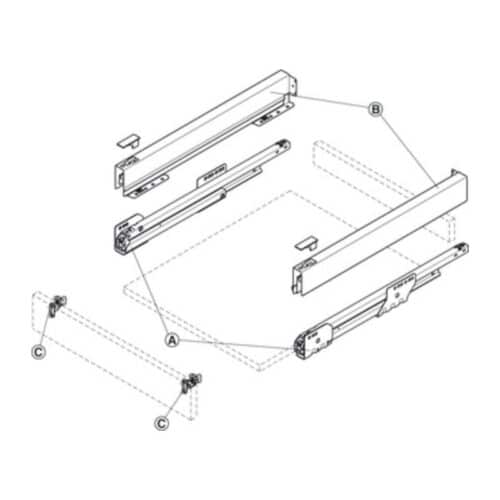 Bộ ngăn kéo Hafele 551.53.375 Matrix Box P35 16/60/500mm xám đậm 4 Lắp đặt Bộ ngăn kéo Hafele 551.53.375 Matrix Box P35 16/60/500mm xám đậm