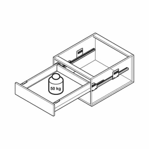 Bộ ngăn kéo Hafele 551.54.325 Matrix Box P50 16/92/500mm xám đậm 4 Sức chứa Bộ ngăn kéo Hafele 551.54.325 Matrix Box P50 16/92/500mm xám đậm