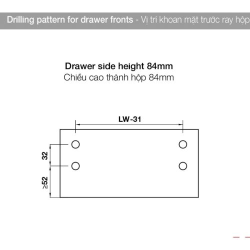 Chiều cao ray hộp Hafele 552.75.705 Alto màu trắng, H84X500MM