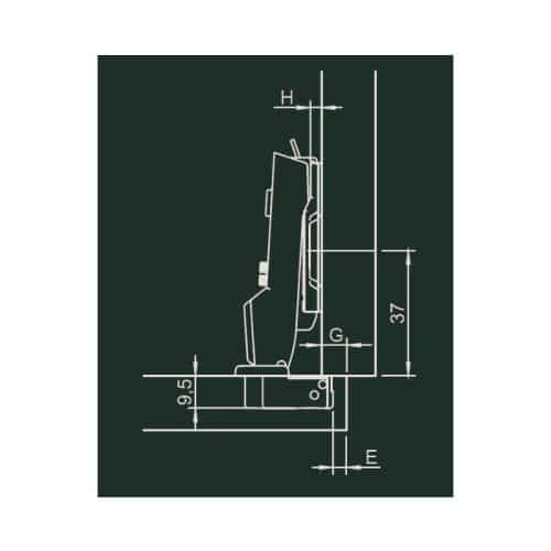 Kích thước bản lề Metalla SM 95 độ mini Hafele 311.04.441