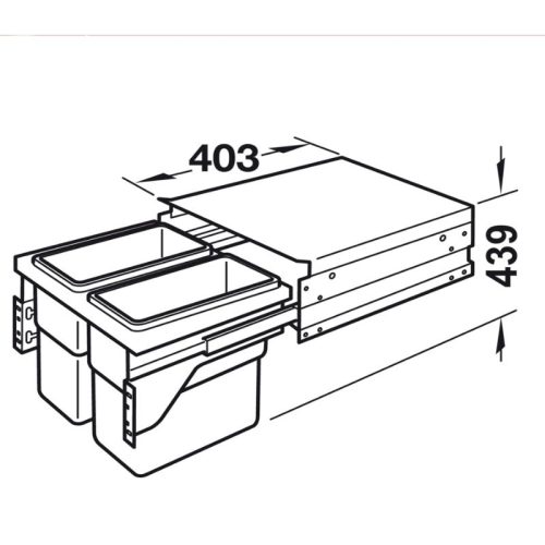 Thùng rác gắn cánh Hafele 502.73.902 2x30L cho tủ 600mm 4 Kích thước thùng rác gắn cánh Hafele 502.73.902 2x30L cho tủ 600mm