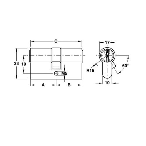 Kích thước Ruột khóa Hafele 916.64.916