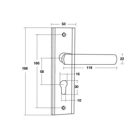 Kích thước thân khóa Hafele Bauma H5845 911.25.561