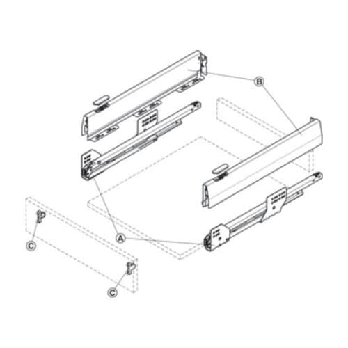 Bộ ngăn kéo Hafele 513.04.305 Matrix Box P35 16/92/500mm xám đậm 5 Lắp đặt Bộ ngăn kéo Hafele 513.04.305 Matrix Box P35 16/92/500mm xám đậm