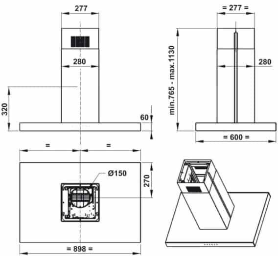 Thiết kế của Máy hút mùi đảo Hafele HH-IS90A