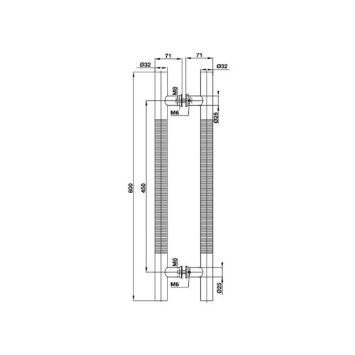 Kích thước tay nắm kéo chữ H 600mm CC450mm Häfele DIY 499.68.037