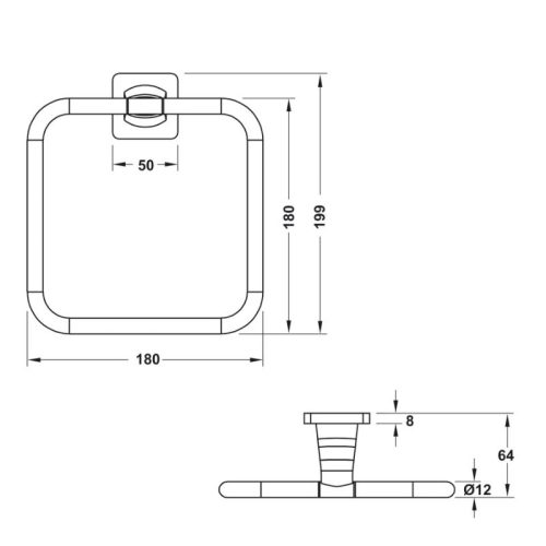 Kích thước vòng treo khăn Fortune Hafele 580.41.410