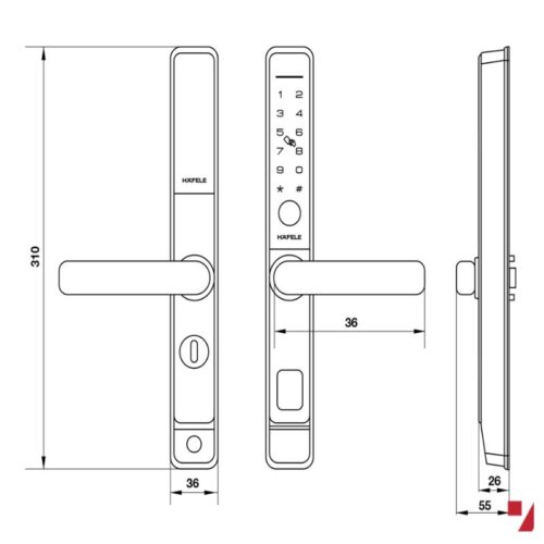 Kich thuoc khoa dien tu cua nhom dl6600 hafele 912 20 145