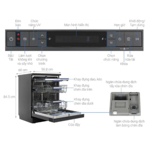 Máy rửa bát độc lập Hafele HDW-F6051S 538.21.370 8 cau tao may rua bat doc lap hafele hdw f6051s 538 21 370