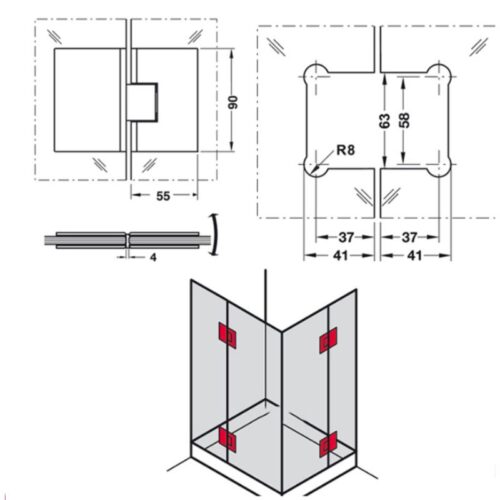 kich thuoc ban le phong tam kinh 180 do hafele diy 499 05 807