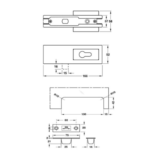 kich thuoc khoa kep chan kinh mau den hafele 981 00 661