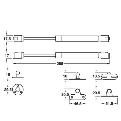 Pittong đẩy cánh tủ 80N Hafele 373.82.907 4 kich thuoc pittong day canh tu 80n hafele 373 82 907