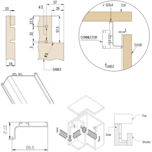 kich thuoc tay nam tu ngang gola chu j 2800mm hafele 126 37 906