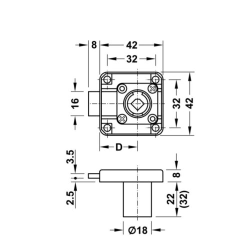 kich thuoc vo khoa vuong chot chet 22mm hafele 232 26 621 1