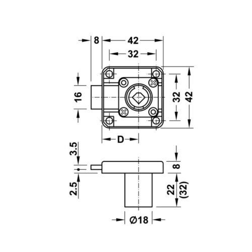 kich thuoc vo khoa vuong chot chet 26mm hafele 232 26 651 1