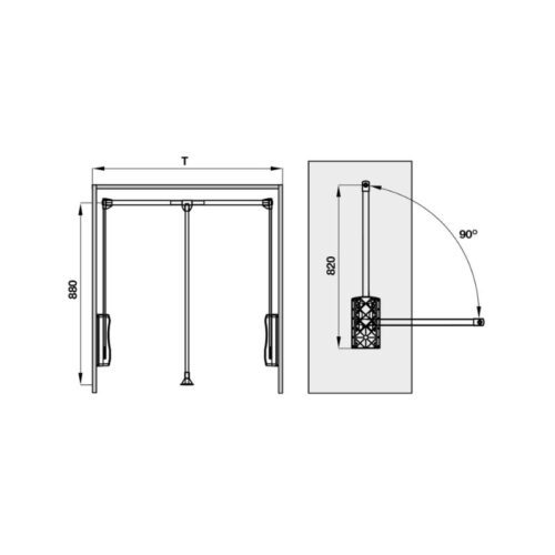 Tay nâng móc áo 450 - 600mm Hafele 805.11.752 4 thiet ke cua tay nang moc ao 450 600mm hafele 805 11 752 1