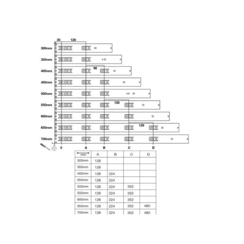 thong so cua ray bi khong giam chan dai 250mm hafele 494 02 450