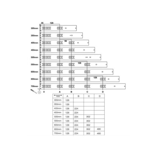 thong so cua ray bi khong giam chan dai 400mm hafele 494 02 143