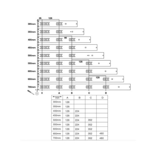Ray bi không giảm chấn dài 600mm Hafele 494.02.467 5 thong so cua ray bi khong giam chan dai 600mm hafele 494 02 467