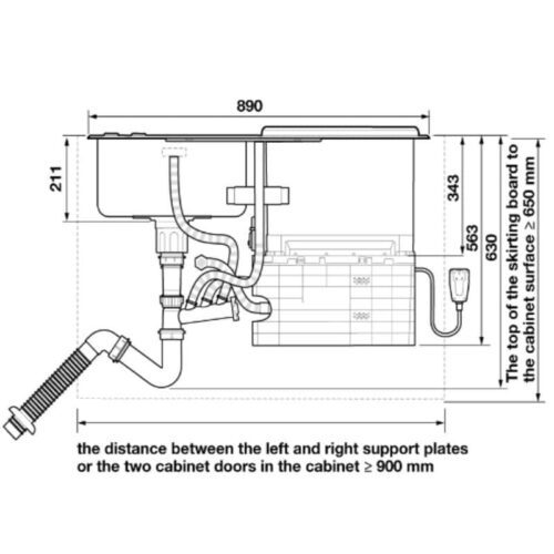 Máy rửa bát liền chậu Hafele HDW-SD90A 539.20.530 4 thong so ky thuat chau ket hop may rua chen hafele hdw sd90a 539 20 530