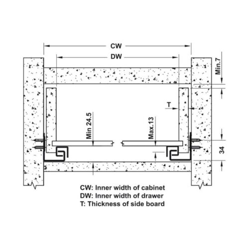 Ray âm giảm chấn EPC EVO mở 3/4 450mm Hafele 433.32.504 3 kich thuoc ray am epc evo hafele giam chan mo 3 4 433 32 504 1