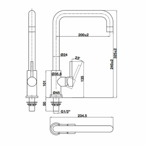 Vòi rửa bát Hafele HT21-CC1F245U 577.55.260 4 kich thuoc voi rua bat hafele ht21 cc1f245u 577 55 260