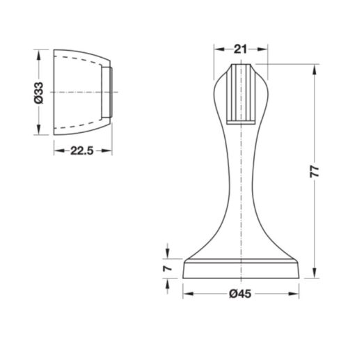 kich thuoc chan cua nam cham mau den hafele 938.30.013